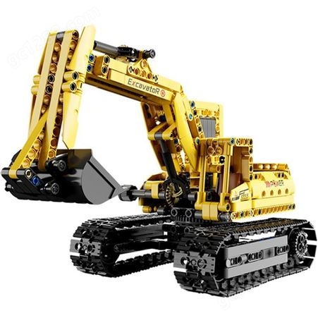 巧乐童5351-6机械挖掘机工程车玩具儿童益智拼装兼容乐高男孩