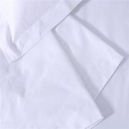 莎曼丽 羽毛花四件套 纯白被套床单套件 纯棉提花床上用品